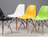 MKC-J01 &quot;Ghế nhựa chân gỗ đan Eames có 7 màu